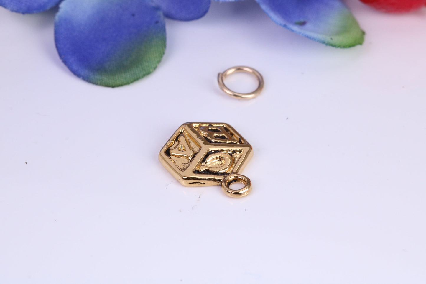 ABC Blocks Toy Charm, Traditional Charm, Made from Solid Yellow Gold, British Hallmarked, Complete with Attachment Link
