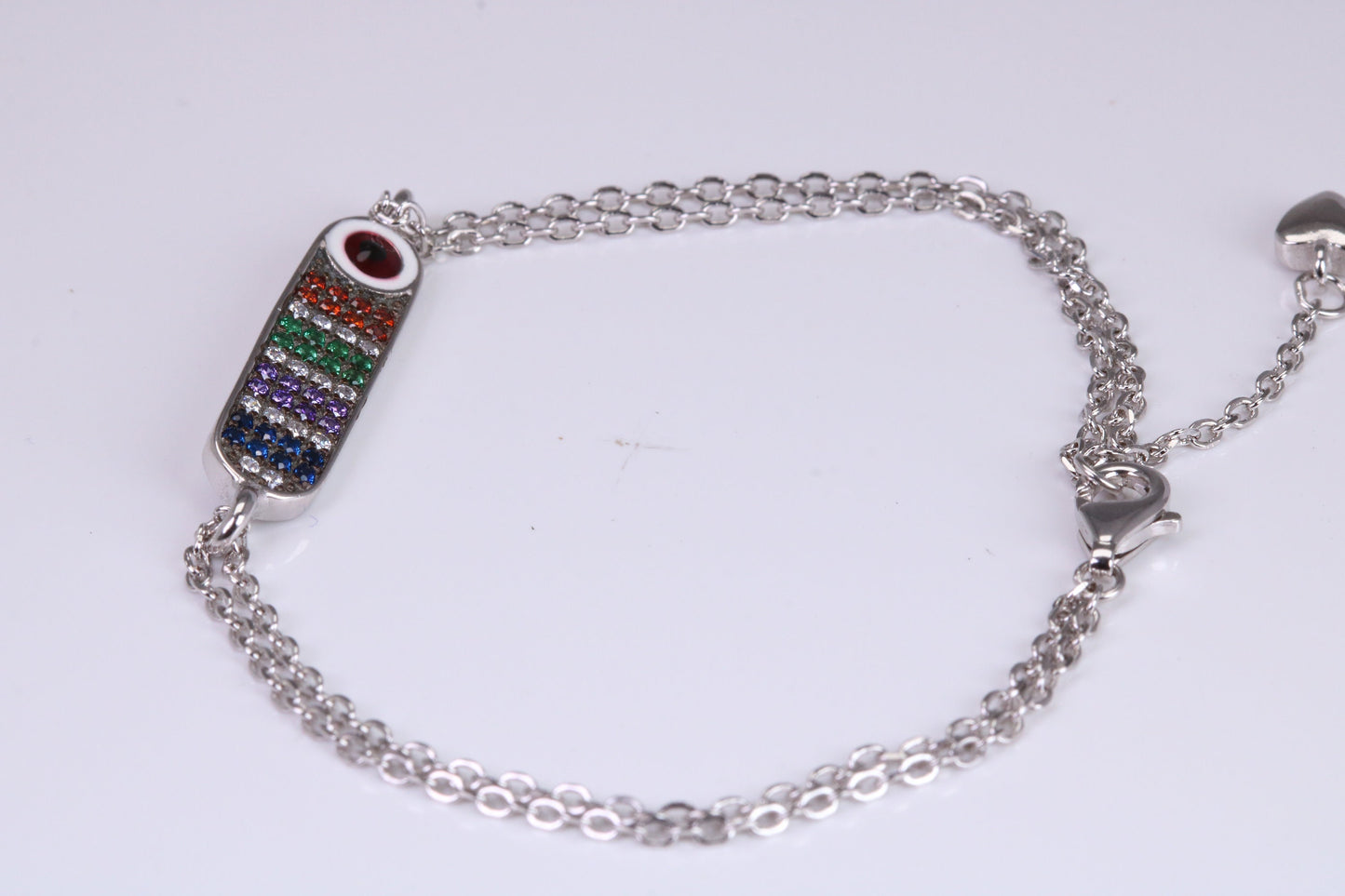 Rainbow Multi Coloured Cubic Zirconia set Bracelet, made from solid Sterling Silver