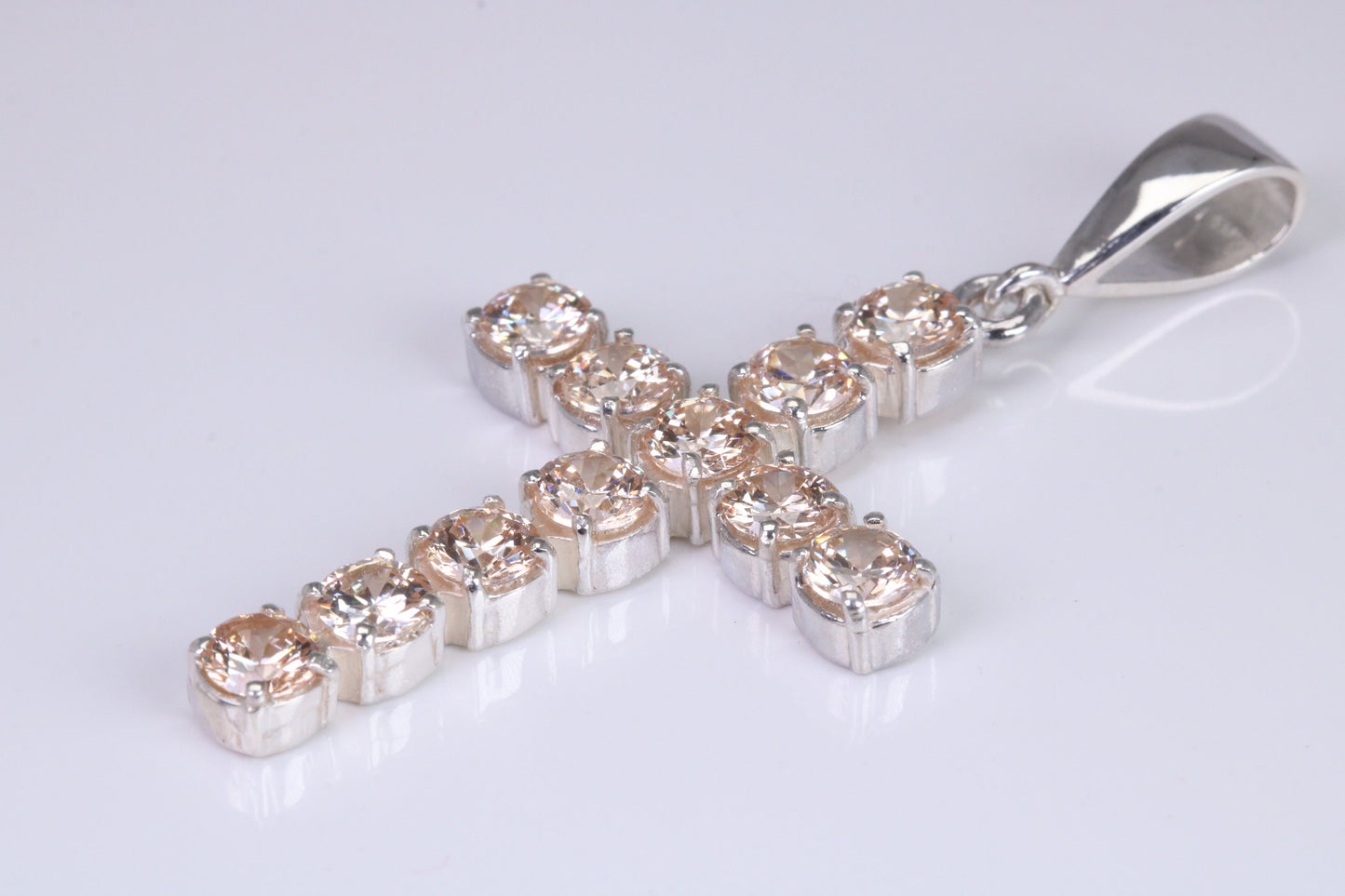 Champagne C Z set 60 mm Long Cross, Made From Solid Cast Silver