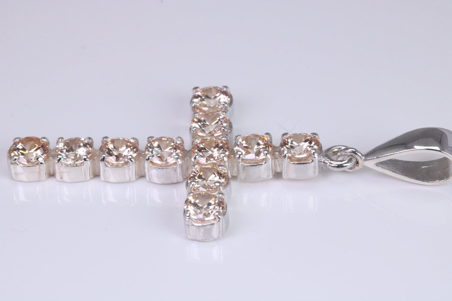 Champagne C Z set 60 mm Long Cross, Made From Solid Cast Silver