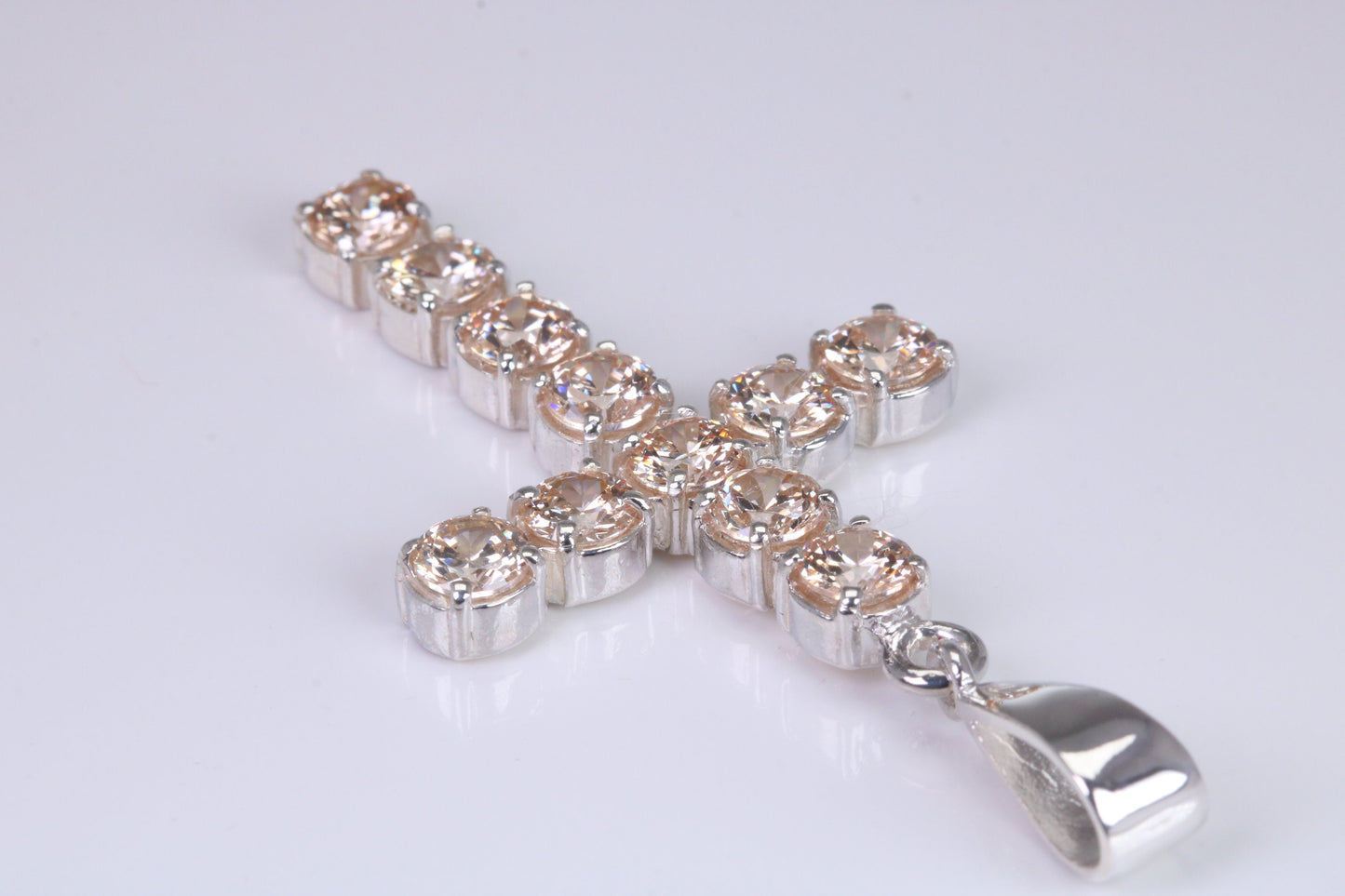 Champagne C Z set 60 mm Long Cross, Made From Solid Cast Silver