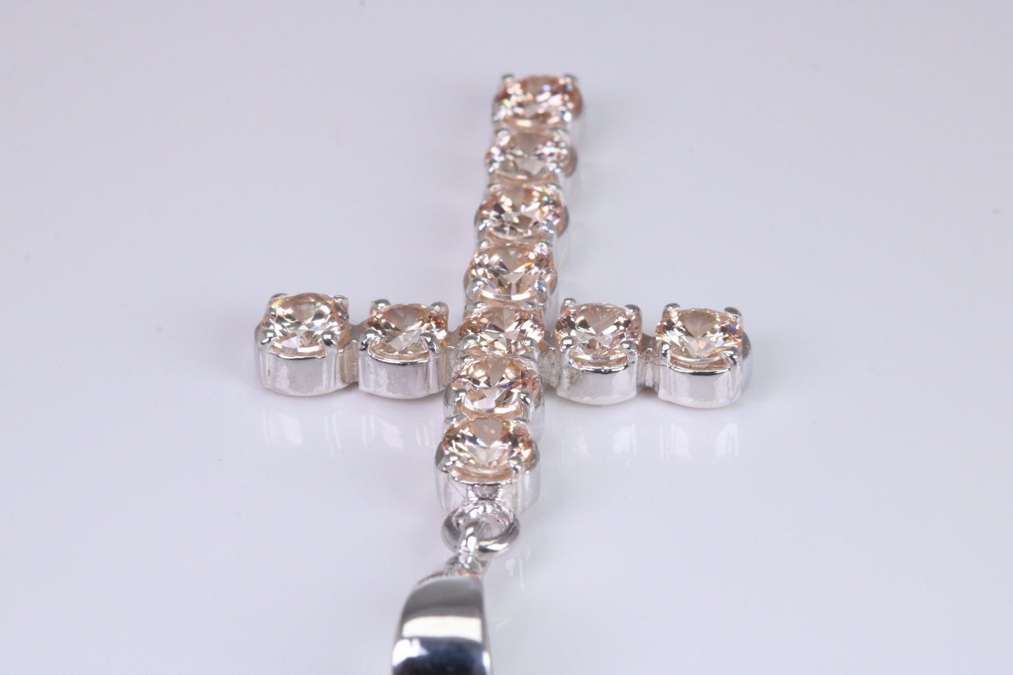 Champagne C Z set 60 mm Long Cross, Made From Solid Cast Silver
