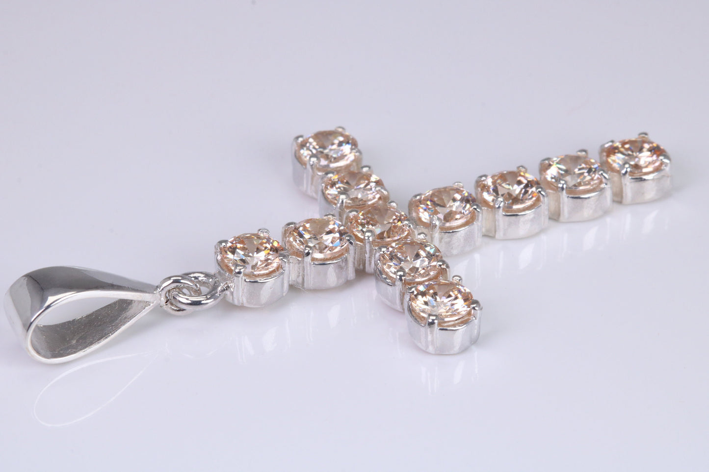 Champagne C Z set 60 mm Long Cross, Made From Solid Cast Silver