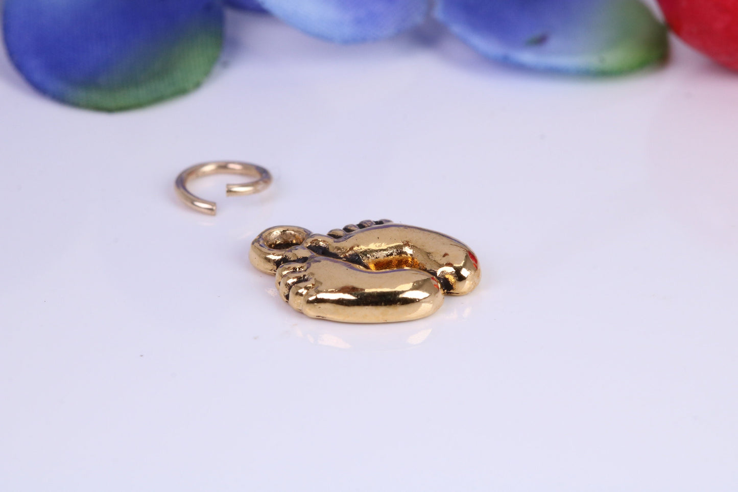 Feet Charm, Traditional Charm, Made from Solid Cast Yellow Gold, British Hallmarked