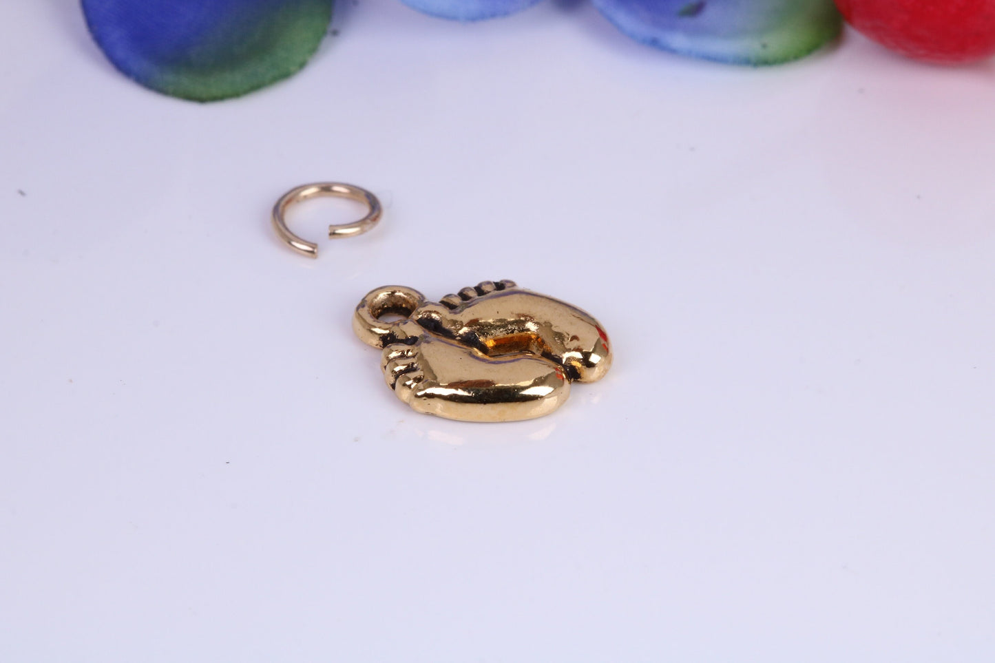 Feet Charm, Traditional Charm, Made from Solid Cast Yellow Gold, British Hallmarked
