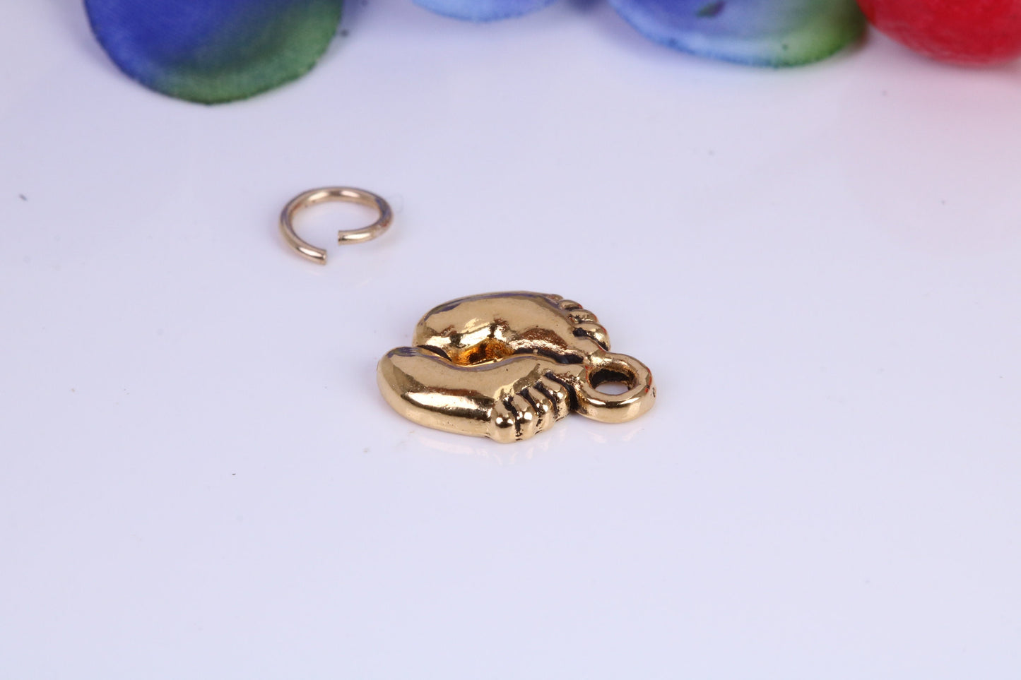 Feet Charm, Traditional Charm, Made from Solid Cast Yellow Gold, British Hallmarked