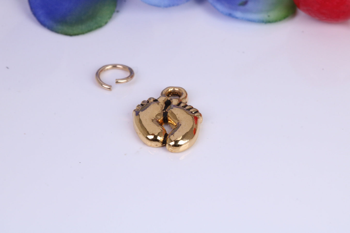 Feet Charm, Traditional Charm, Made from Solid Cast Yellow Gold, British Hallmarked