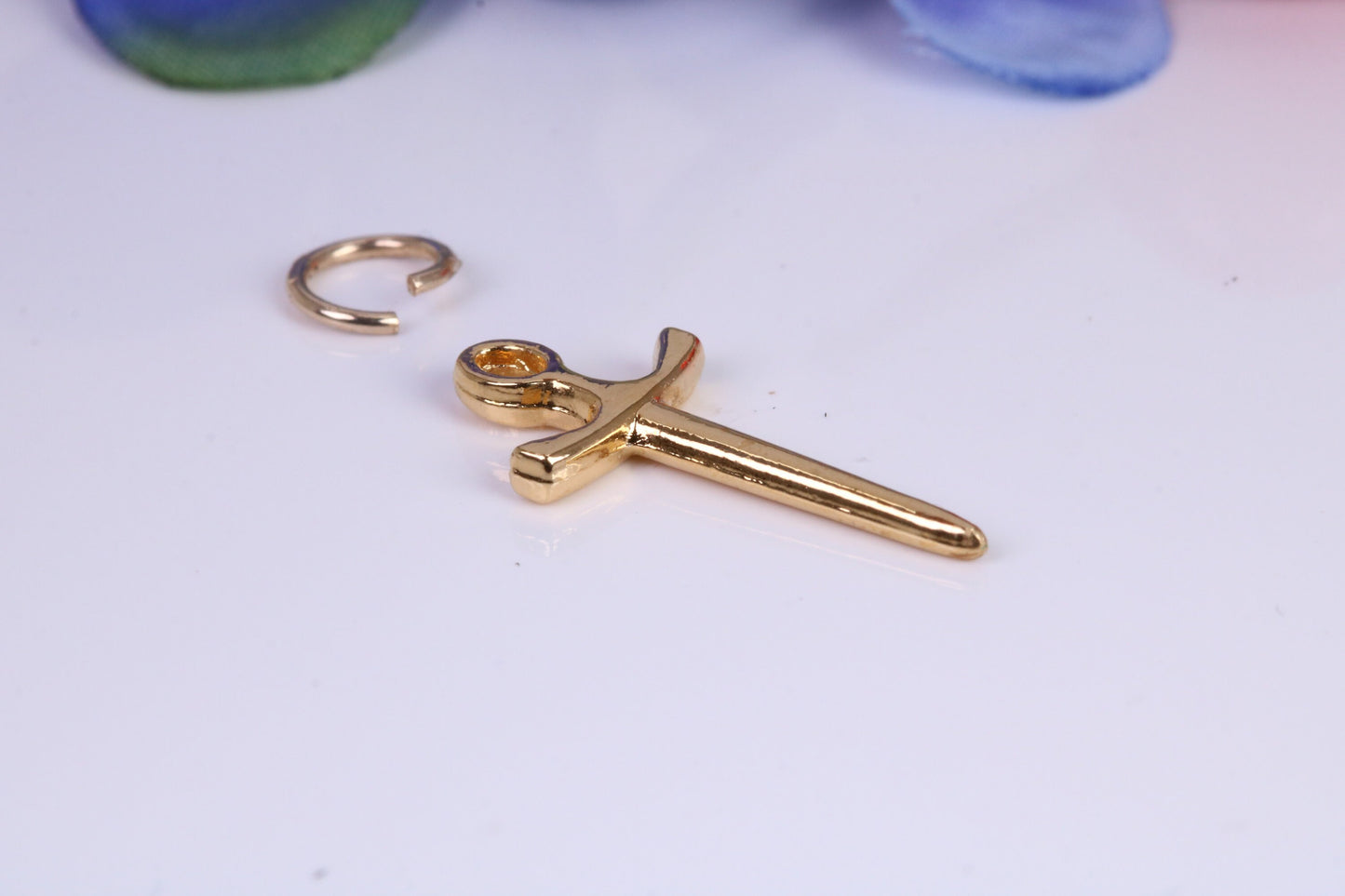 Sword Charm, Traditional Charm, Made from Solid Cast Yellow Gold, British Hallmarked
