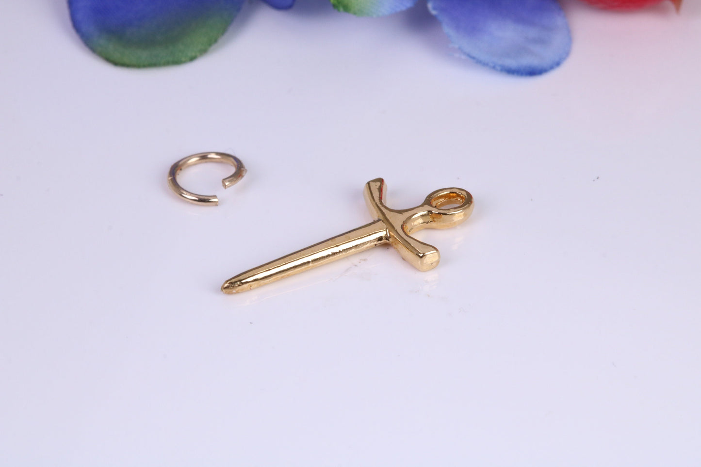 Sword Charm, Traditional Charm, Made from Solid Cast Yellow Gold, British Hallmarked