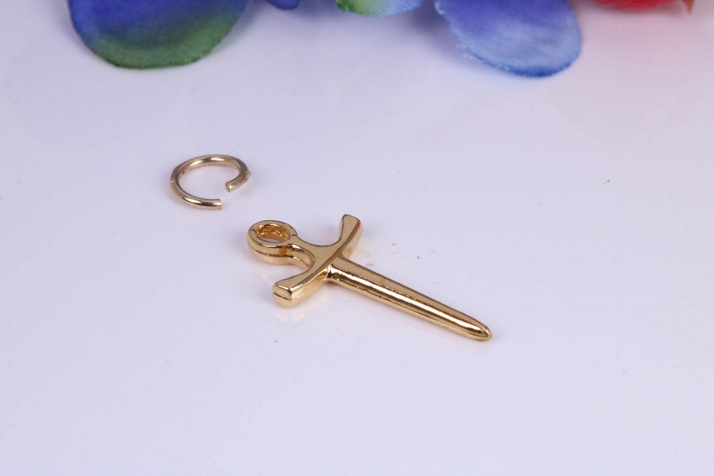 Sword Charm, Traditional Charm, Made from Solid Cast Yellow Gold, British Hallmarked