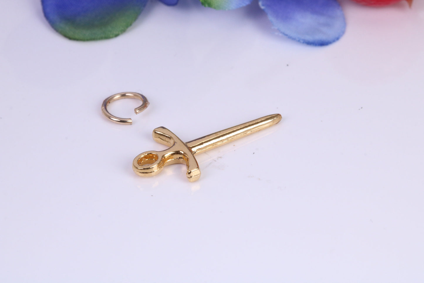 Sword Charm, Traditional Charm, Made from Solid Cast Yellow Gold, British Hallmarked