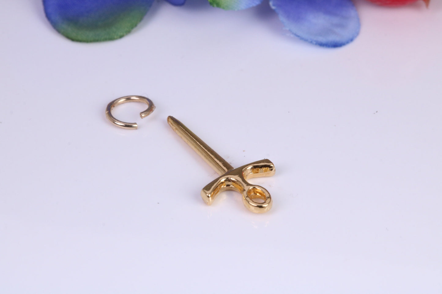 Sword Charm, Traditional Charm, Made from Solid Cast Yellow Gold, British Hallmarked