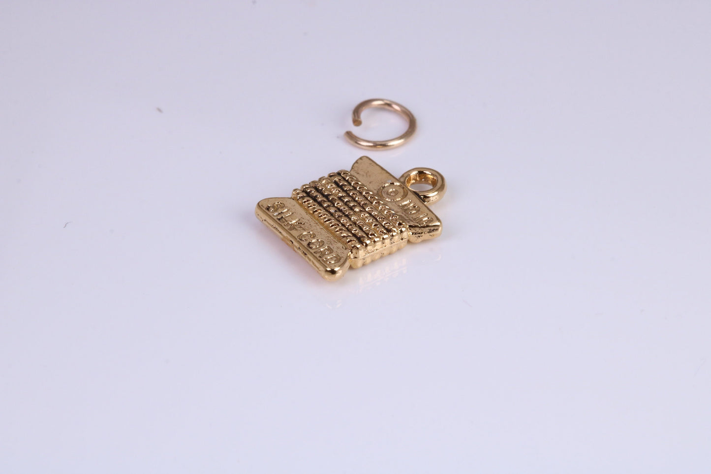 Spindle of Silk Charm, Traditional Charm, Made from Solid Cast Yellow Gold, British Hallmarked