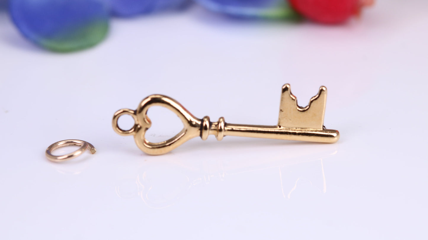 Key Charm, Traditional Charm, Made from Solid Cast Yellow Gold, British Hallmarked