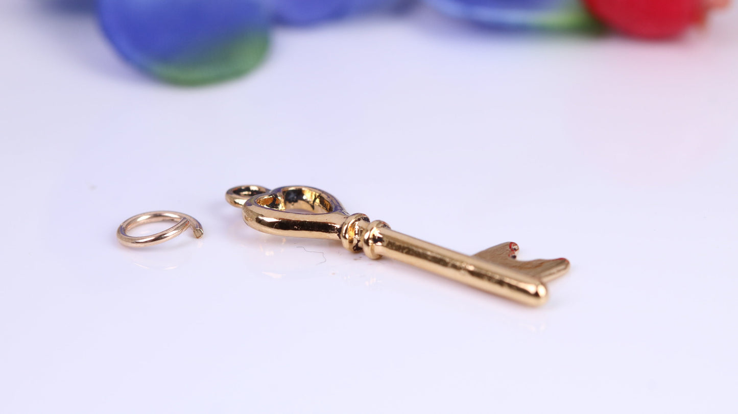 Key Charm, Traditional Charm, Made from Solid Cast Yellow Gold, British Hallmarked
