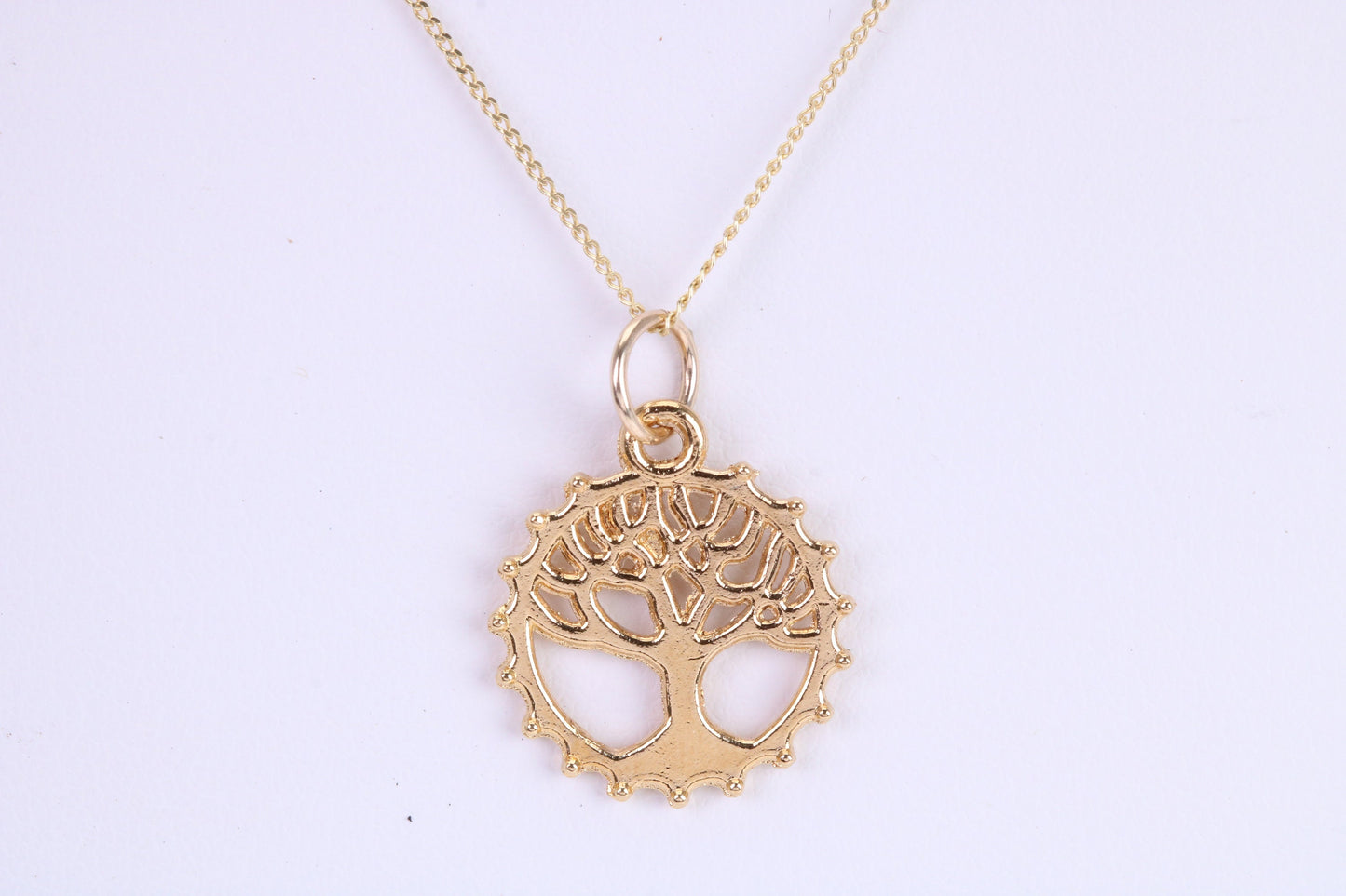 Tree of Life Necklace, Made from Solid Yellow Gold with High Polished Finish, British Hallmarked