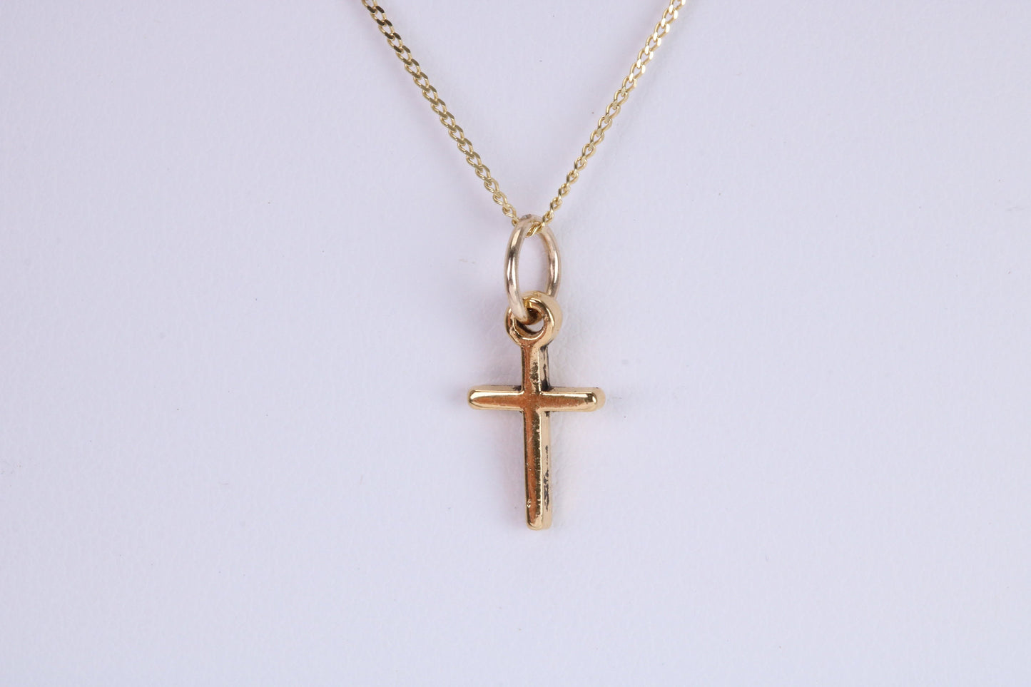 Small Cross Necklace, Made from Solid Cast Yellow Gold with High Polished Finish, British Hallmarked