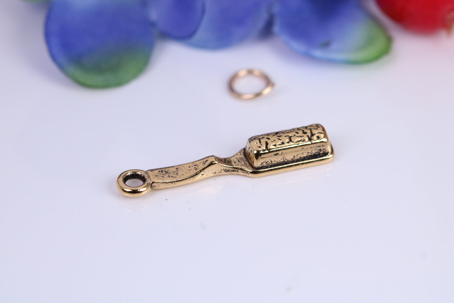 Hair Brush Charm, Traditional Charm, Made from Solid Cast Yellow Gold, British Hallmarked