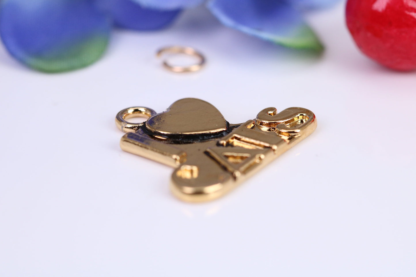 I Love Cats Charm, Traditional Charm, Made from Solid Cast Yellow Gold, British Hallmarked