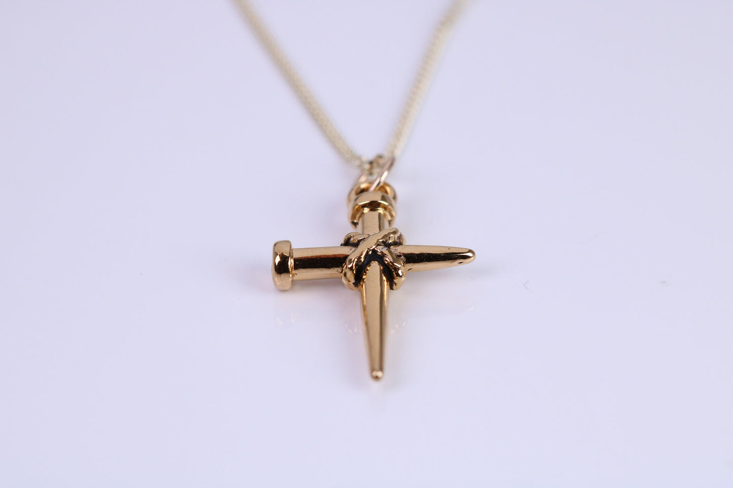 24 mm Long Cross Necklace, Made from Solid Cast Yellow Gold with High Polished Finish, British Hallmarked