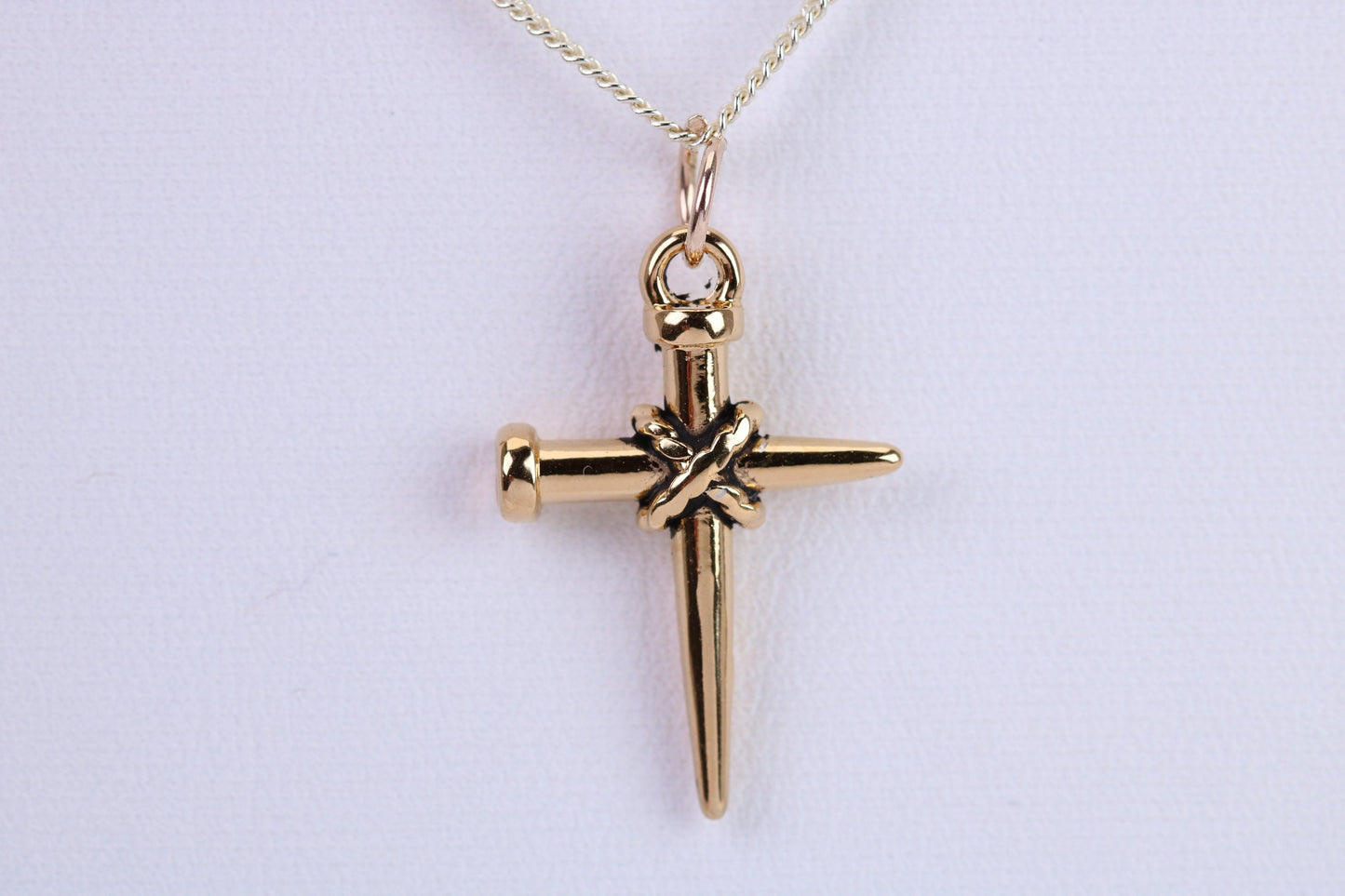 24 mm Long Cross Necklace, Made from Solid Cast Yellow Gold with High Polished Finish, British Hallmarked