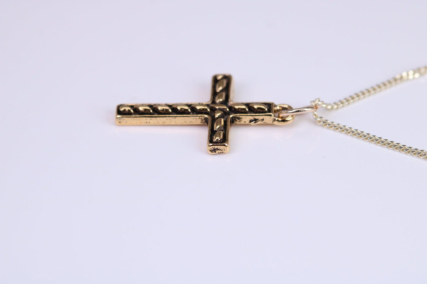 24 mm Long Cross Necklace, Made from Solid Cast Yellow Gold with High Polished Finish, British Hallmarked