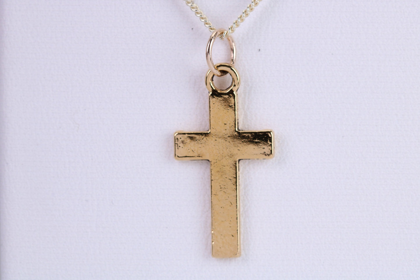 24 mm Long Cross Necklace, Made from Solid Cast Yellow Gold with High Polished Finish, British Hallmarked