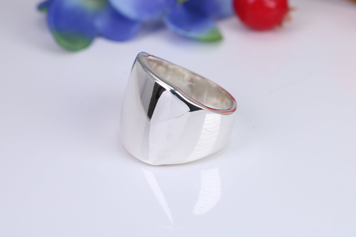 Very very large substantial and very heavy signet ring, made from solid cast silver, British Hallmarked