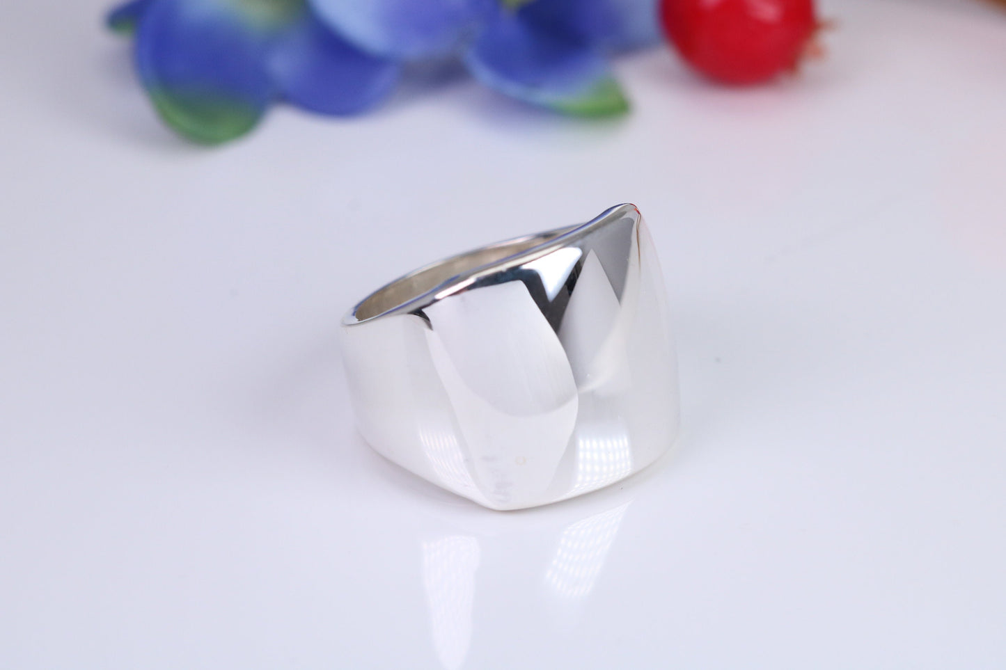 Very very large substantial and very heavy signet ring, made from solid cast silver, British Hallmarked