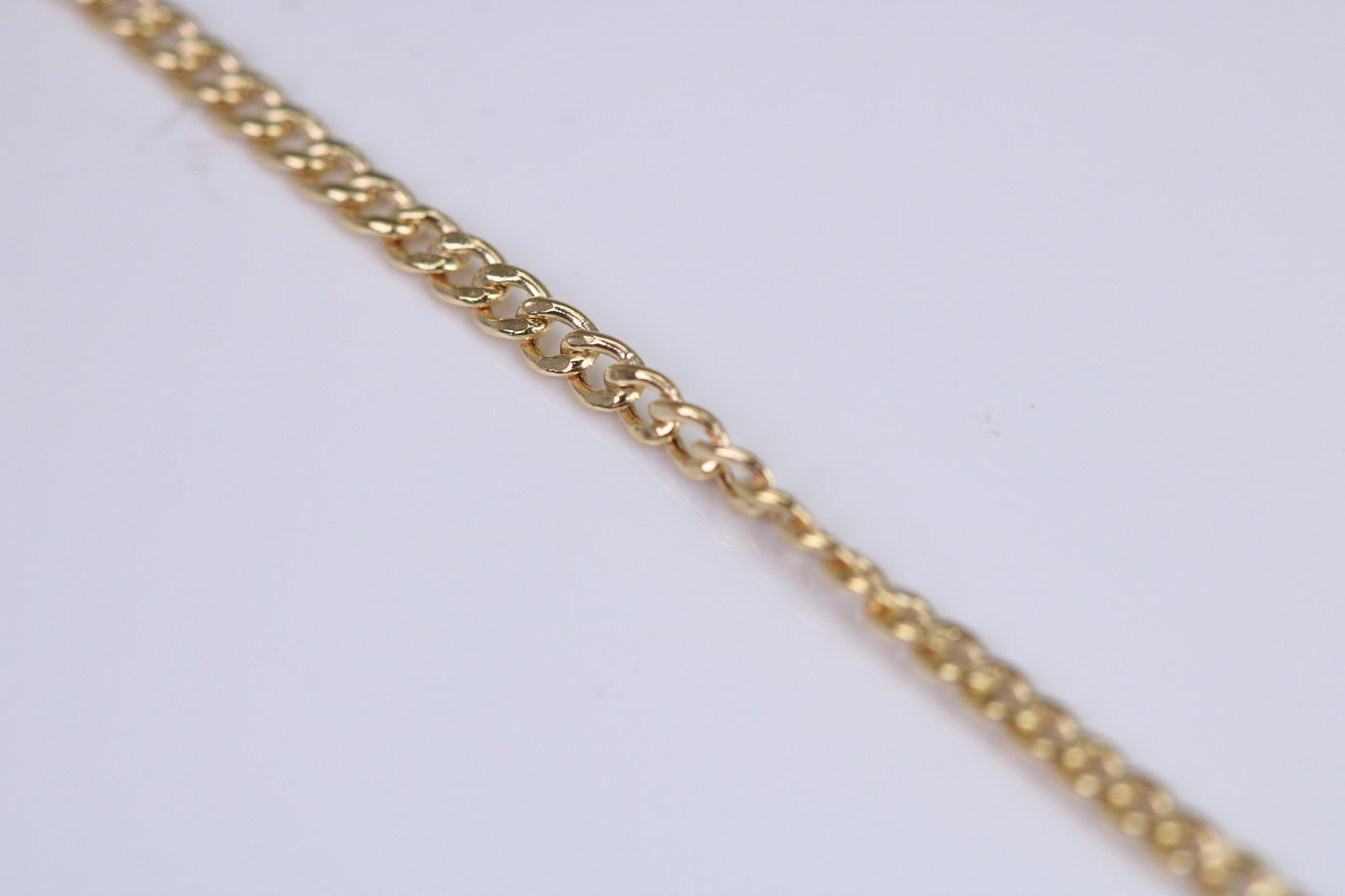 Flat Diamond cut Curb Link Chain, 9ct Yellow Gold, 18 Inches Long, British Hallmarked