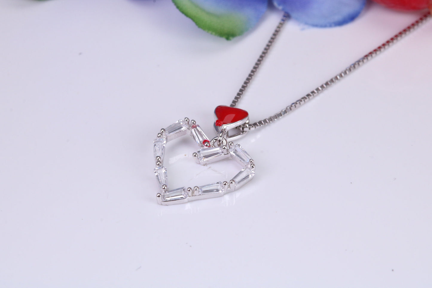 Love Heart Necklace, C Z set, Made From Solid Silver