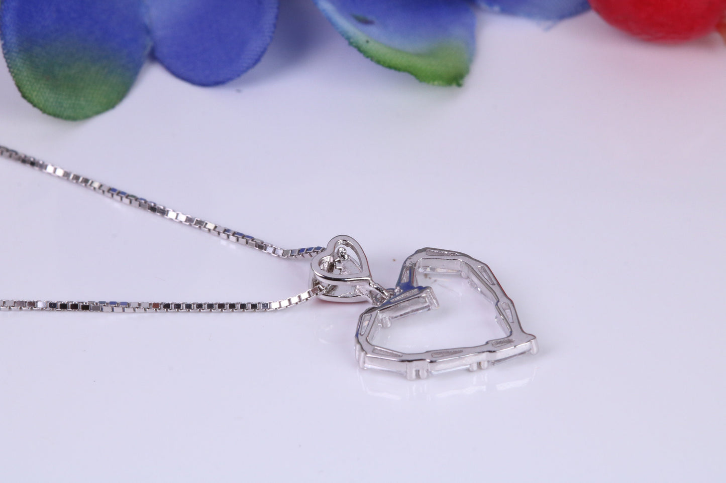 Love Heart Necklace, C Z set, Made From Solid Silver