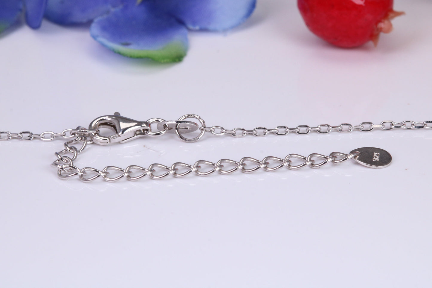 C Z set Capsule Necklace, C Z set, Made From Solid Silver, Length Adjustable Chain