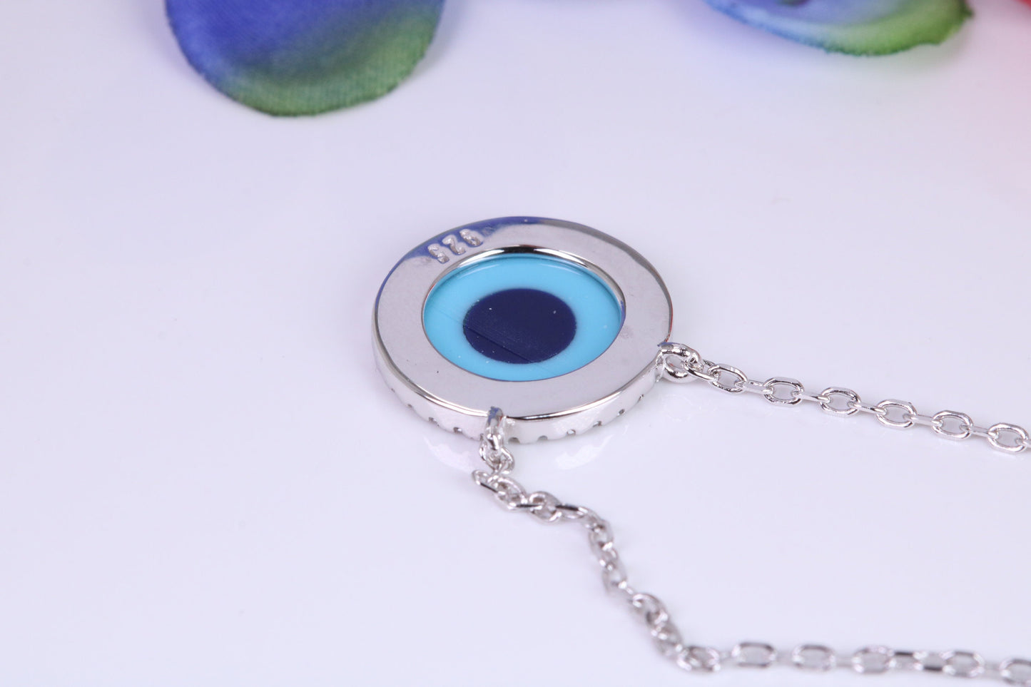 Evil Eye Protector Cubic Zirconia set Necklace, made from solid Sterling Silver