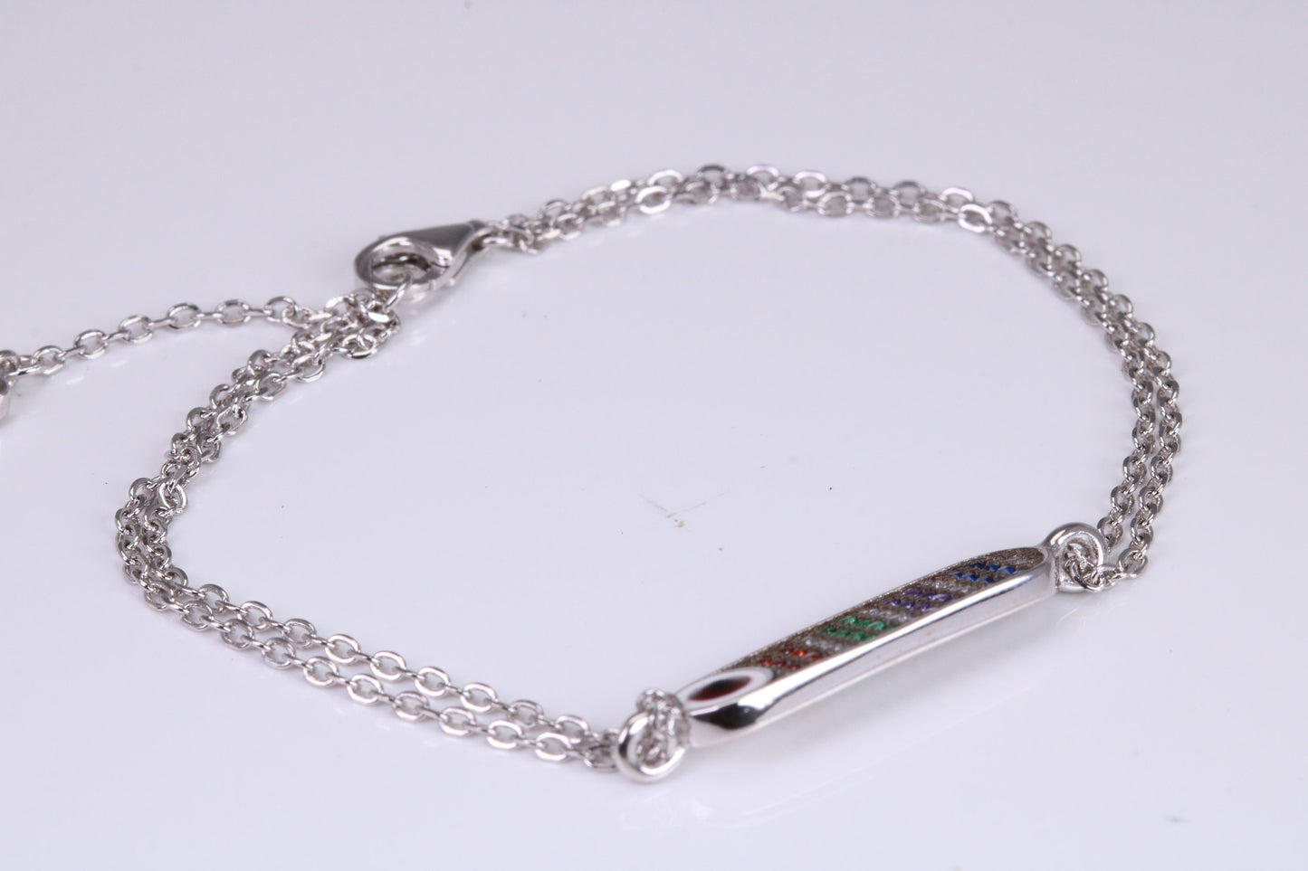 Rainbow Multi Coloured Cubic Zirconia set Bracelet, made from solid Sterling Silver