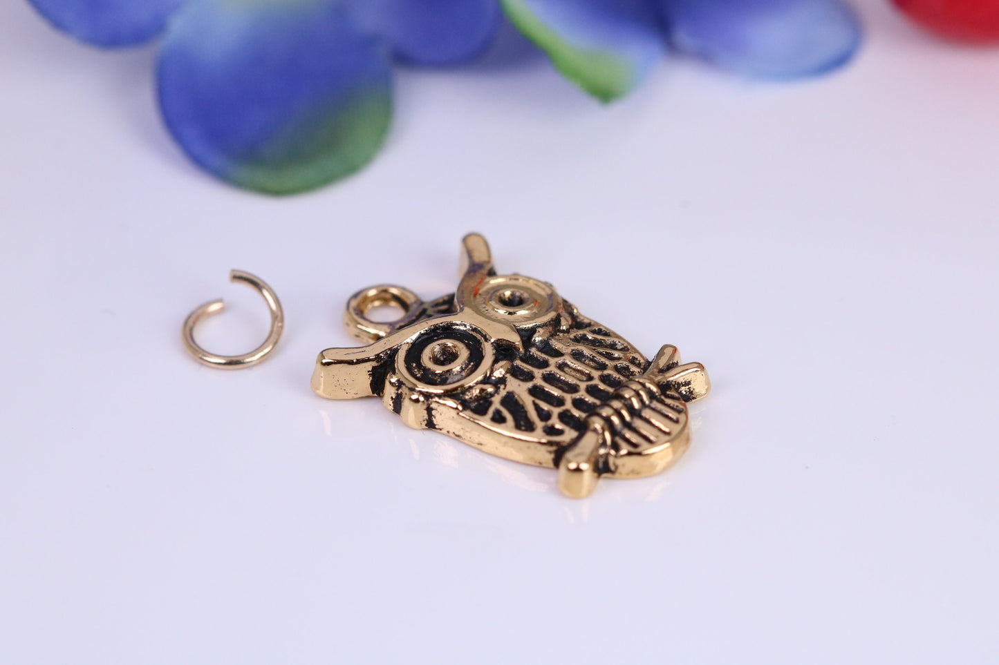 Owl Charm, Traditional Charm, Made from Solid Cast Yellow Gold, British Hallmarked