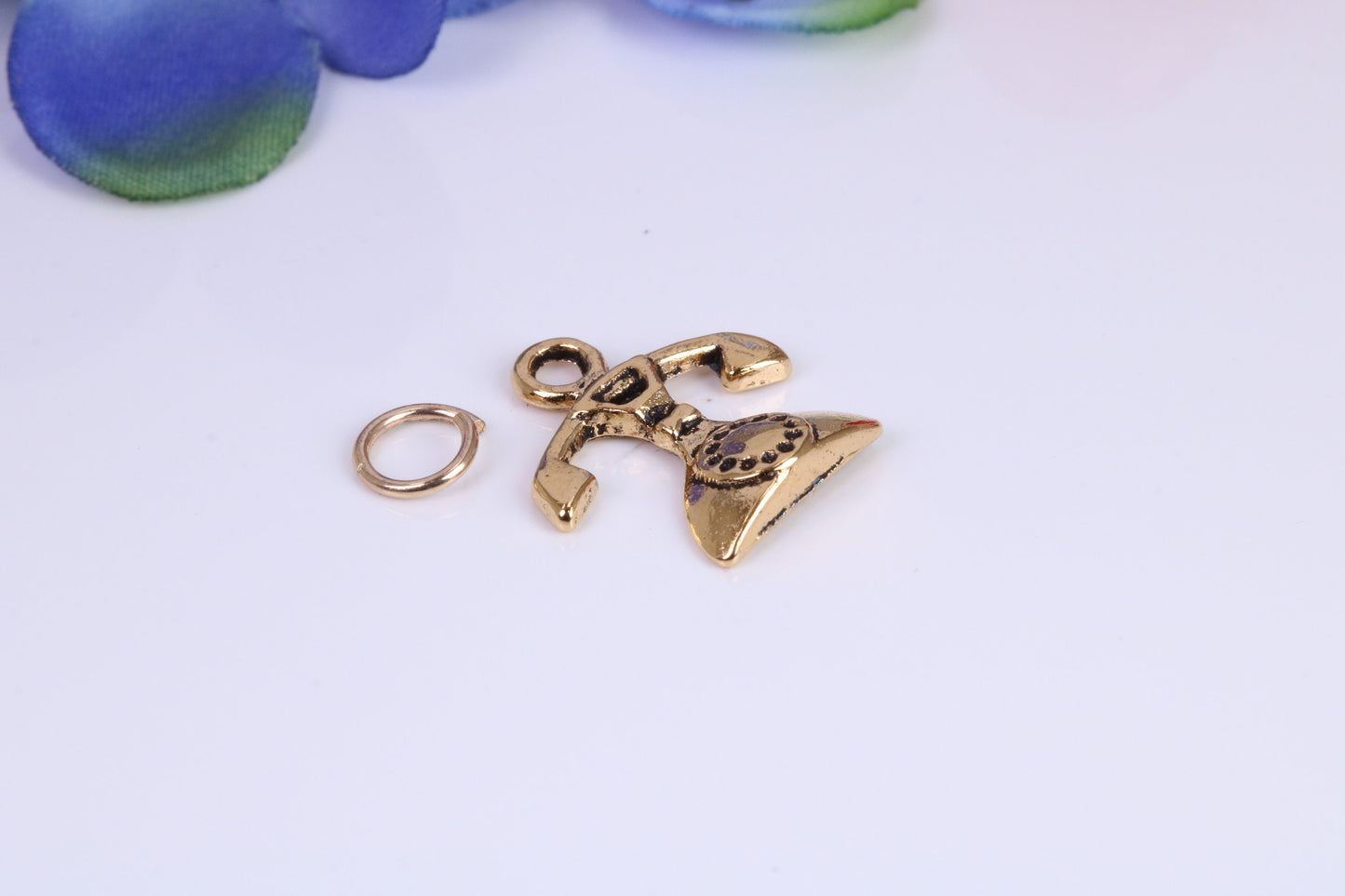 Vintage Phone Charm, Traditional Charm, Made From Solid Cast Yellow Gold with British Hallmark