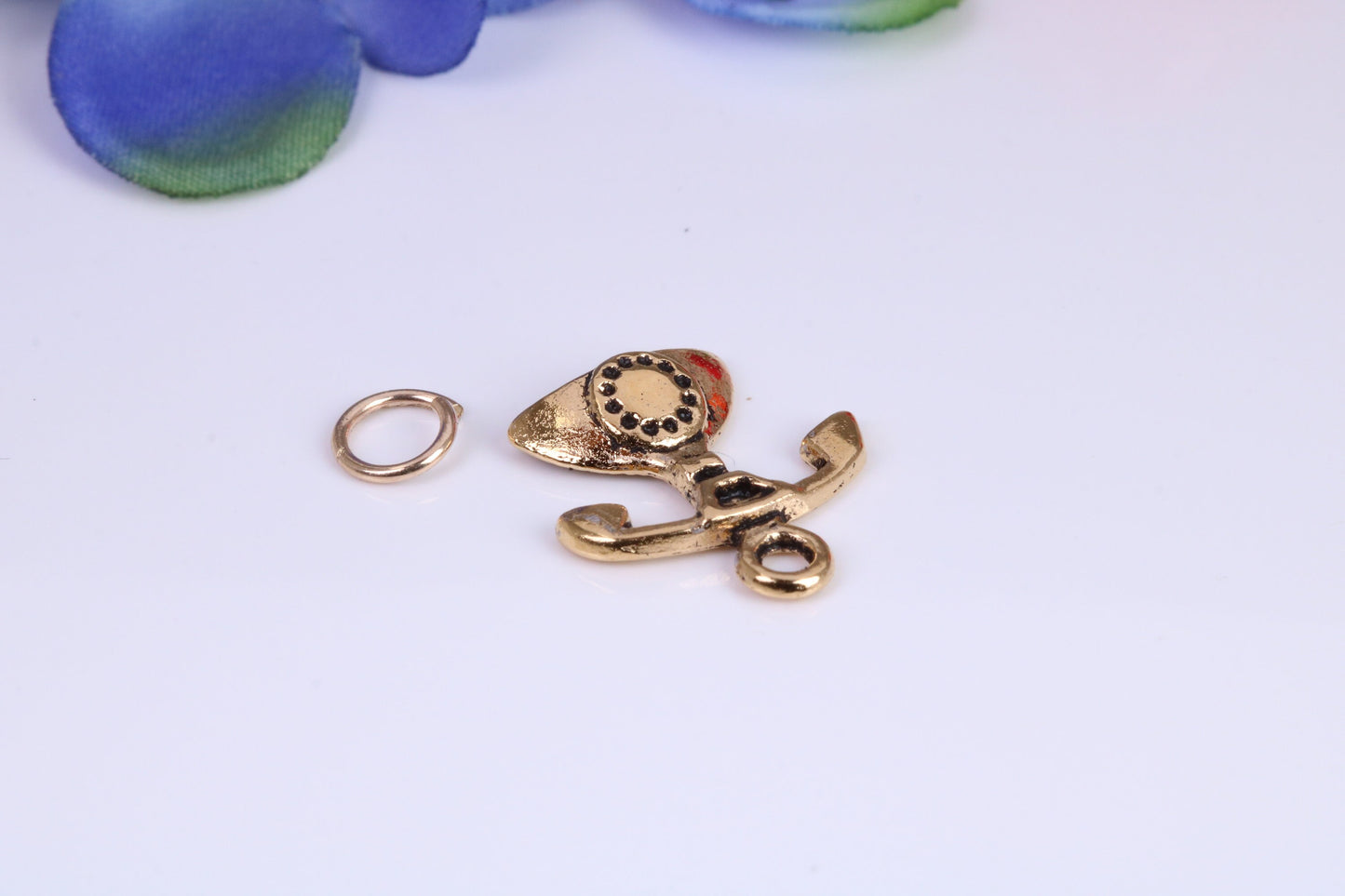 Vintage Phone Charm, Traditional Charm, Made From Solid Cast Yellow Gold with British Hallmark