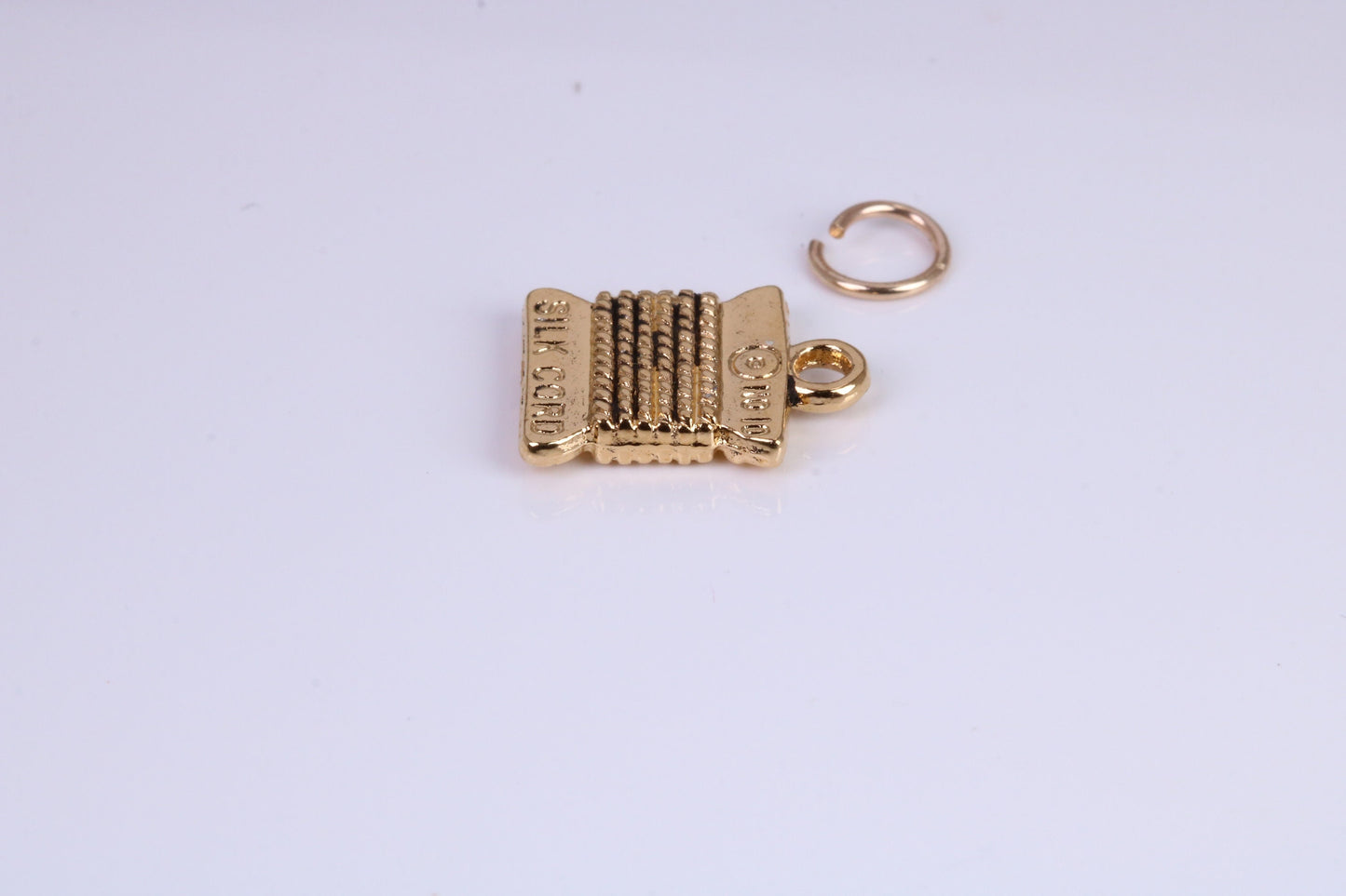 Spindle of Silk Charm, Traditional Charm, Made from Solid Cast Yellow Gold, British Hallmarked