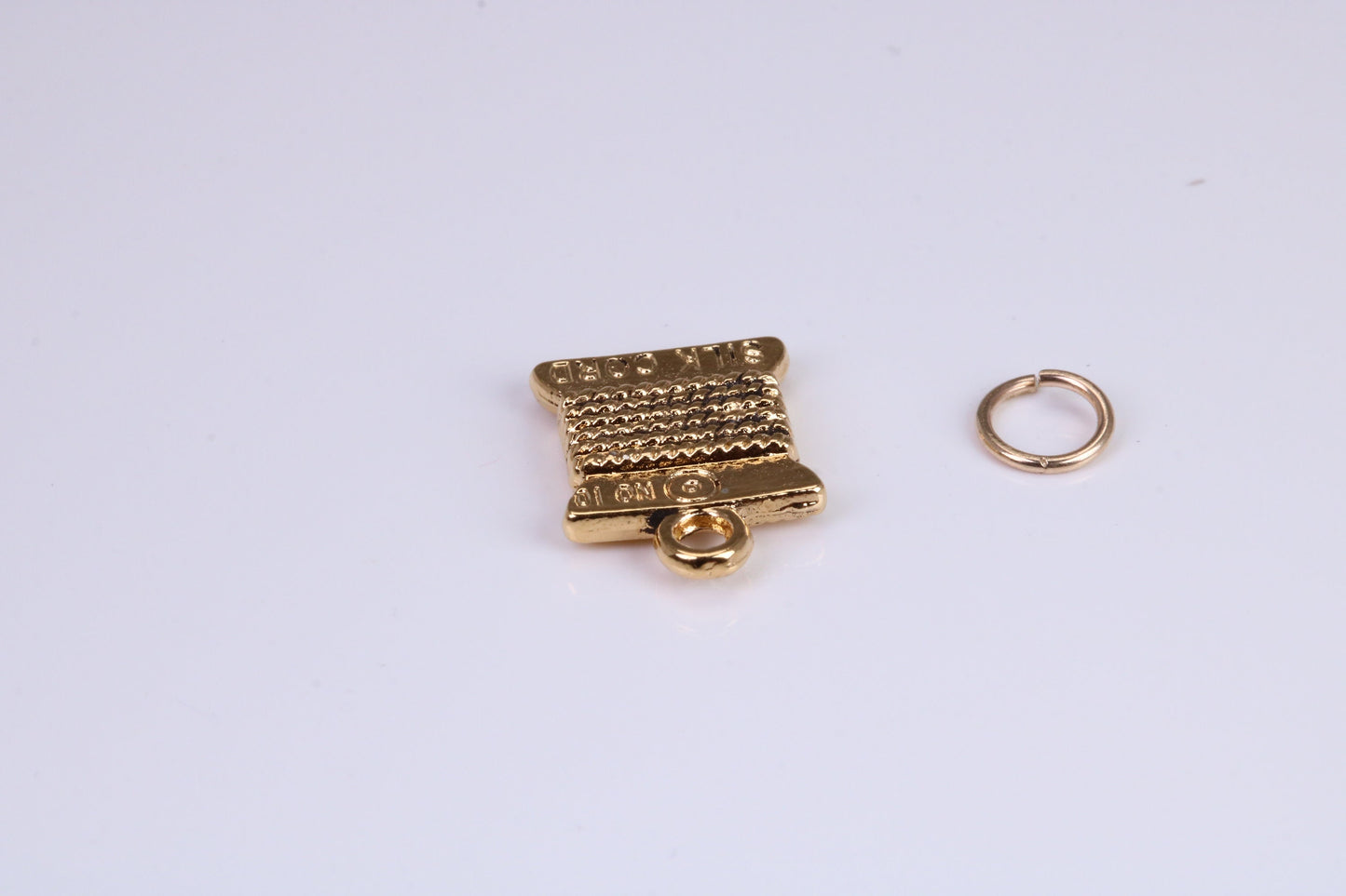 Spindle of Silk Charm, Traditional Charm, Made from Solid Cast Yellow Gold, British Hallmarked