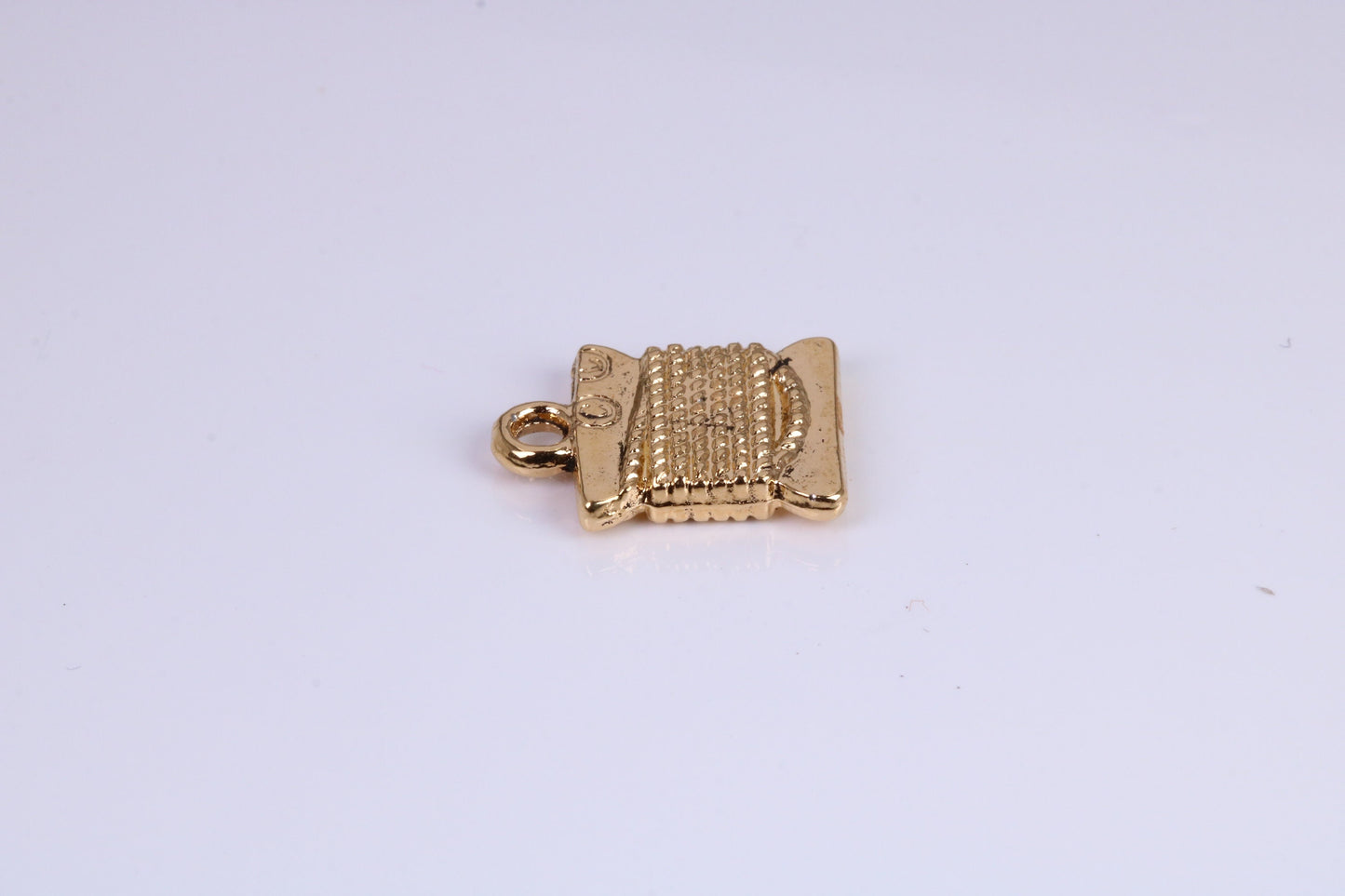 Spindle of Silk Charm, Traditional Charm, Made from Solid Cast Yellow Gold, British Hallmarked