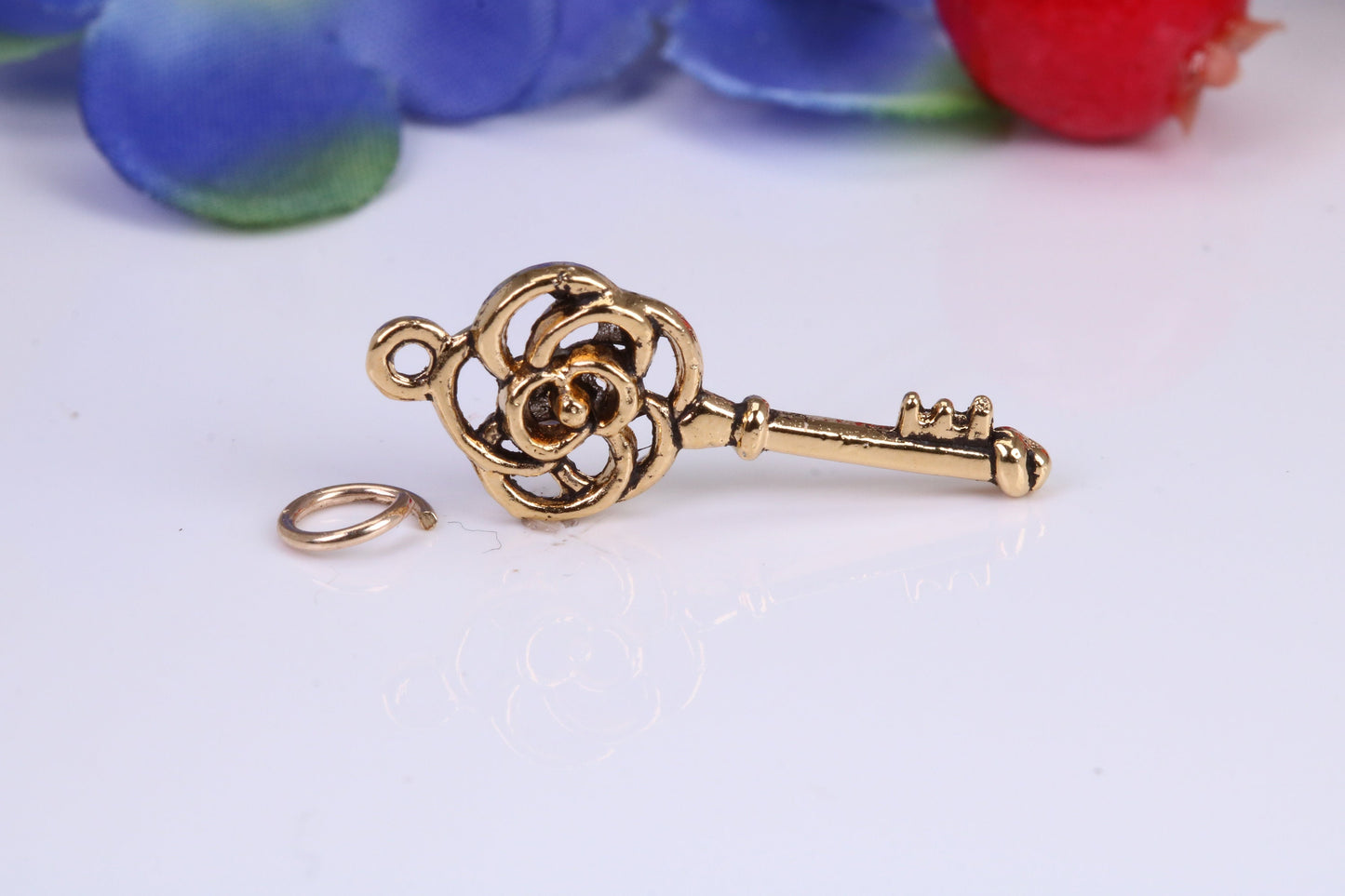 Key Charm, Traditional Charm, Made from Solid Cast Yellow Gold, British Hallmarked