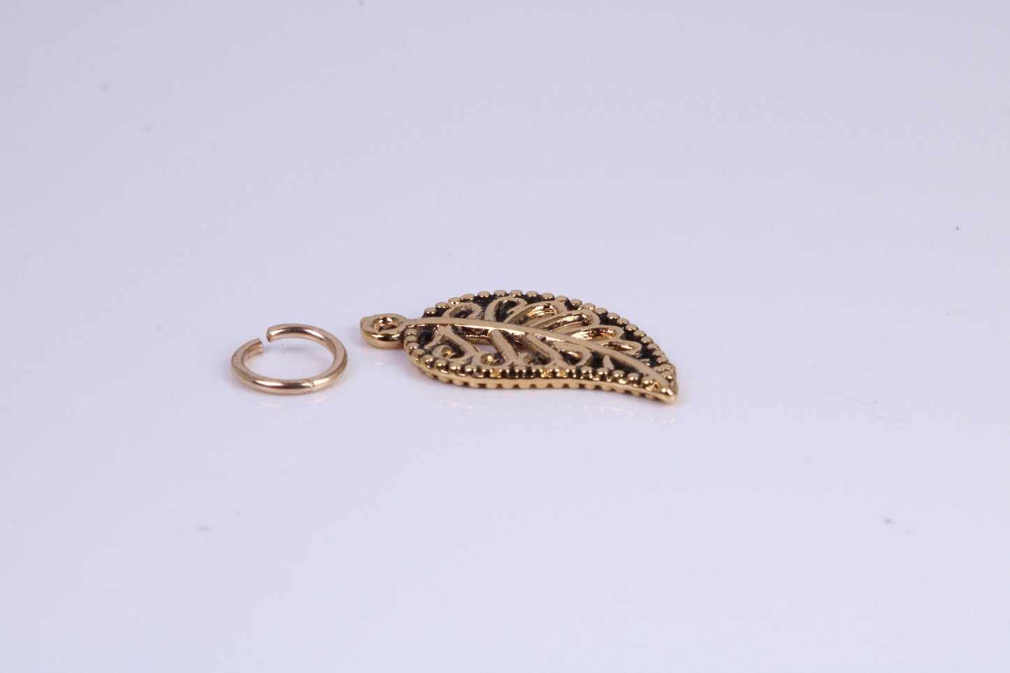 Leaf Charm, Traditional Charm, Made from Solid Cast Yellow Gold, British Hallmarked