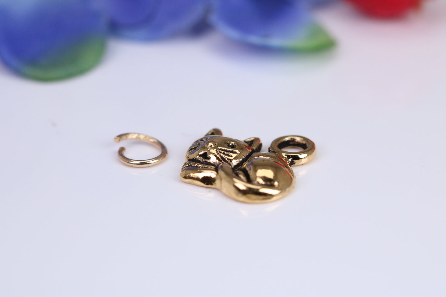 Cat Charm, Traditional Charm, Made from Solid Cast Yellow Gold, British Hallmarked