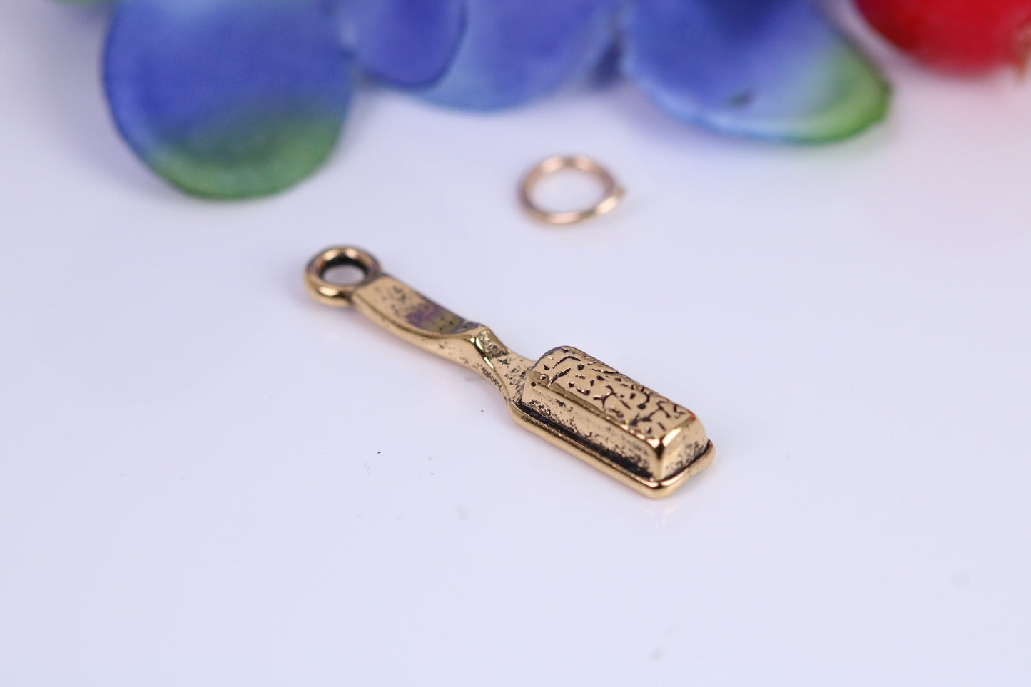 Hair Brush Charm, Traditional Charm, Made from Solid Cast Yellow Gold, British Hallmarked