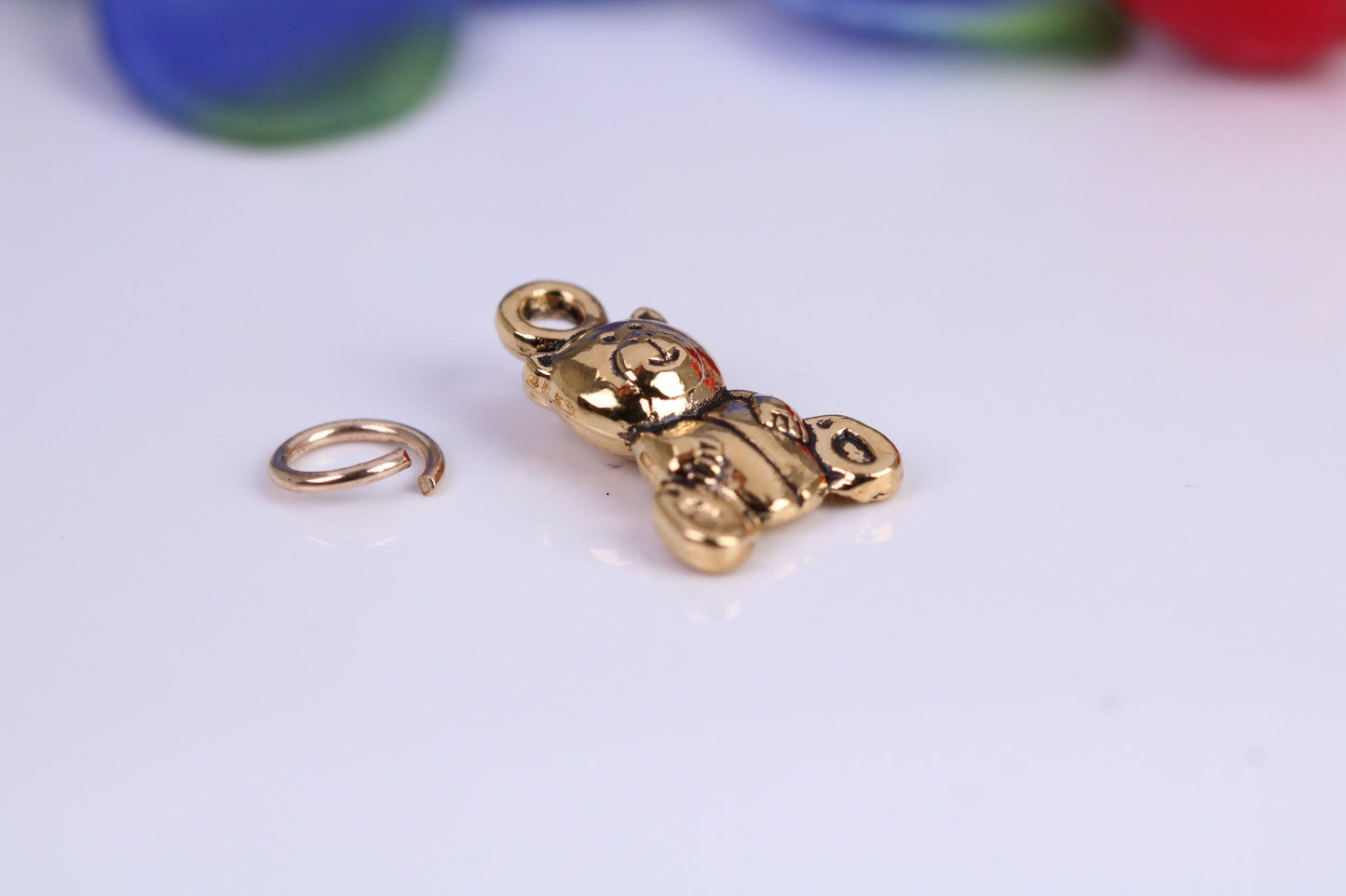 Teddy Bear Charm, Traditional Charm, Made from Solid Cast Yellow Gold, British Hallmarked