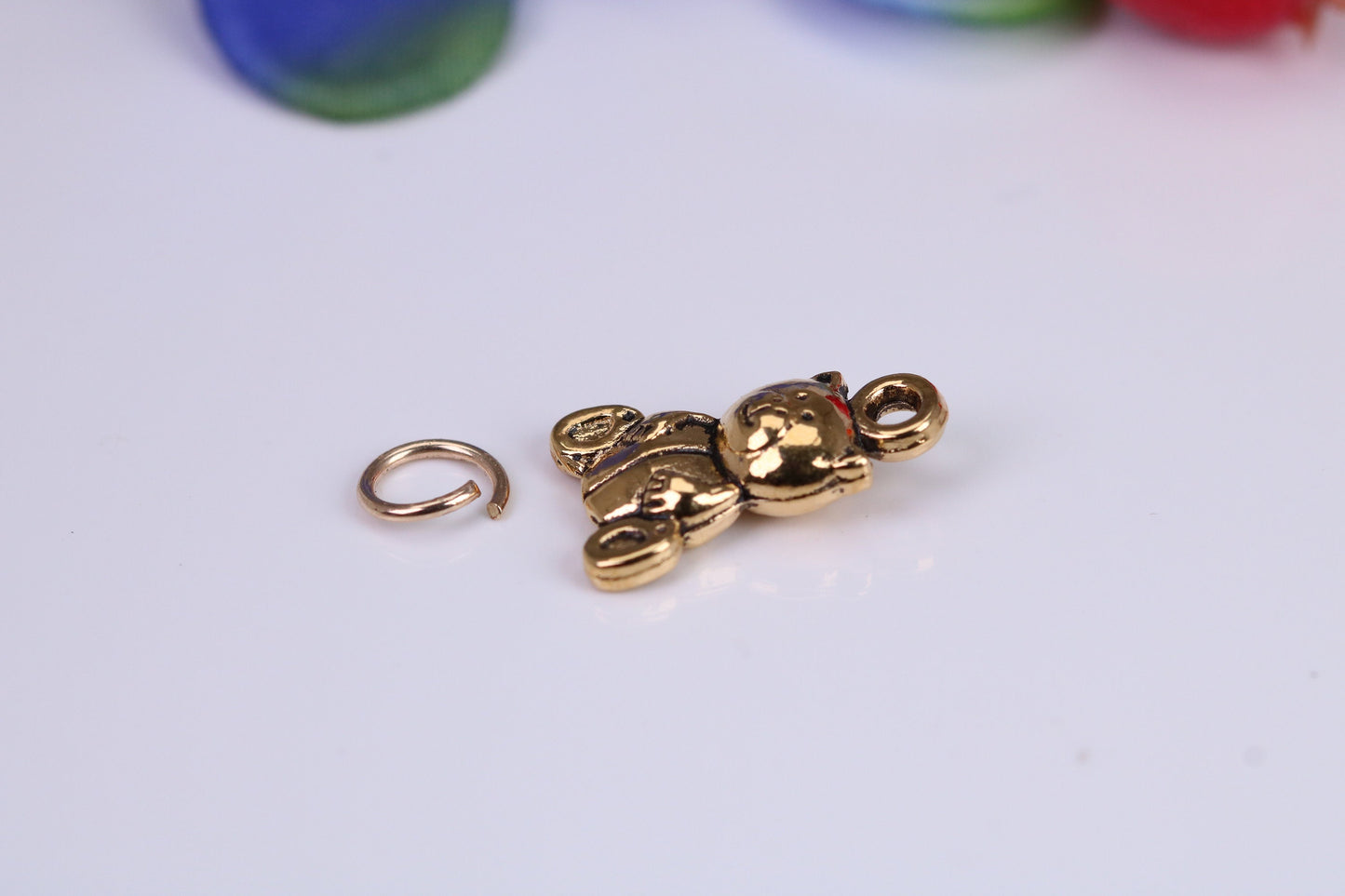 Teddy Bear Charm, Traditional Charm, Made from Solid Cast Yellow Gold, British Hallmarked