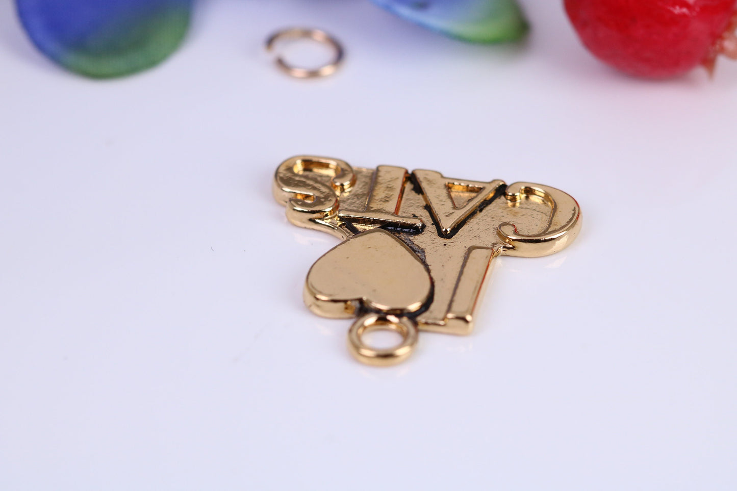 I Love Cats Charm, Traditional Charm, Made from Solid Cast Yellow Gold, British Hallmarked