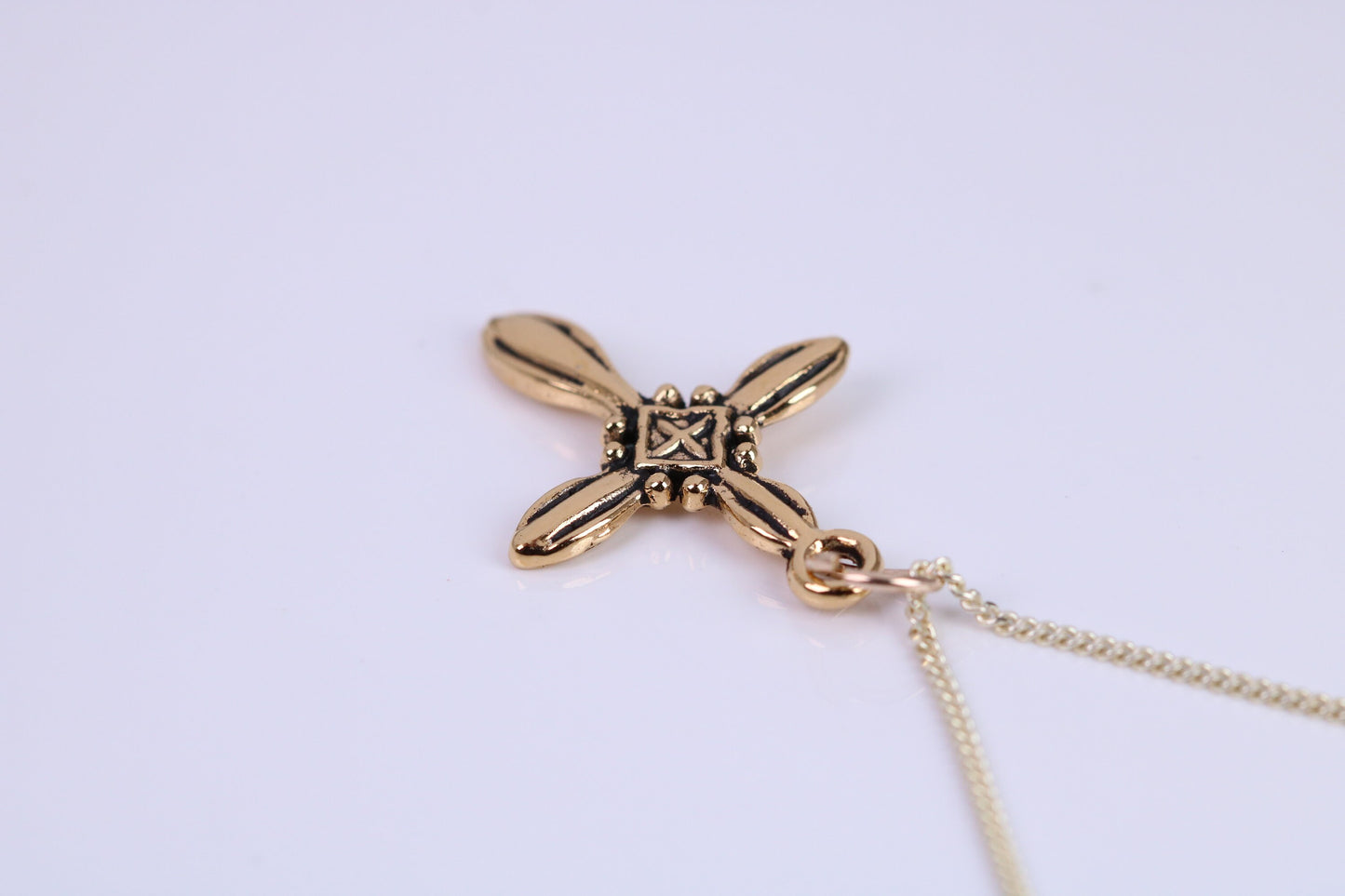 26 mm Long Cross Necklace, Made from Solid Cast Yellow Gold with High Polished Finish, British Hallmarked