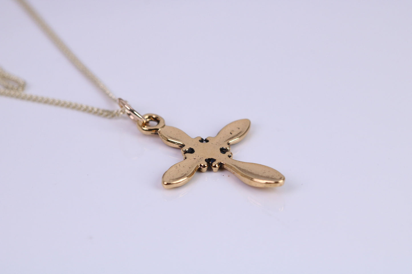 26 mm Long Cross Necklace, Made from Solid Cast Yellow Gold with High Polished Finish, British Hallmarked